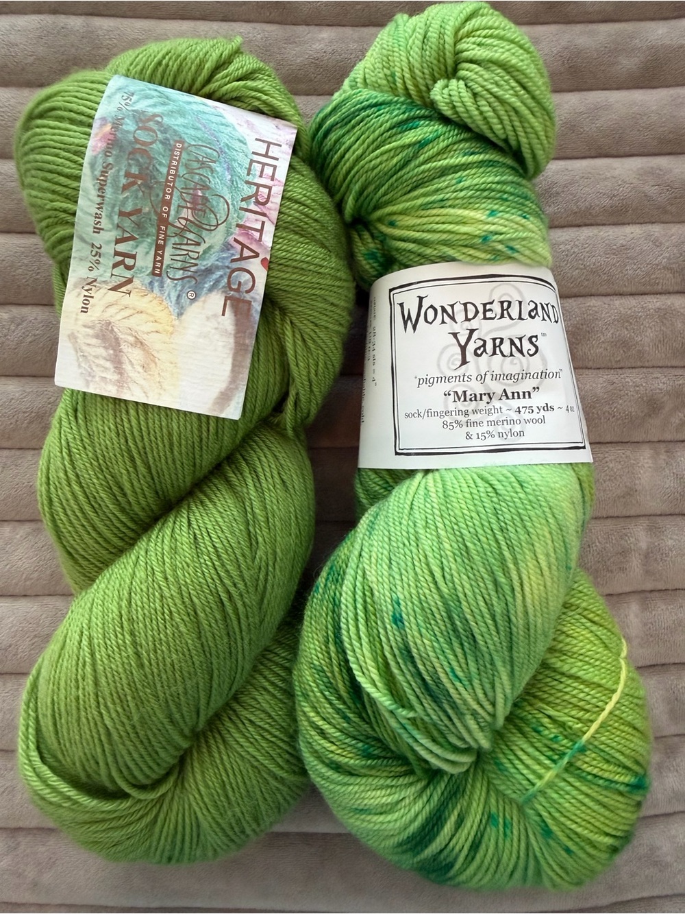 WONDERLAND Mary Ann Green Sock Yarn and Cascade - Vibrant Lime